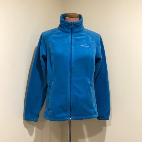 Columbia Fleece Jacket Size Medium Cerulean Blue Full Zip - Picture 2 of 9